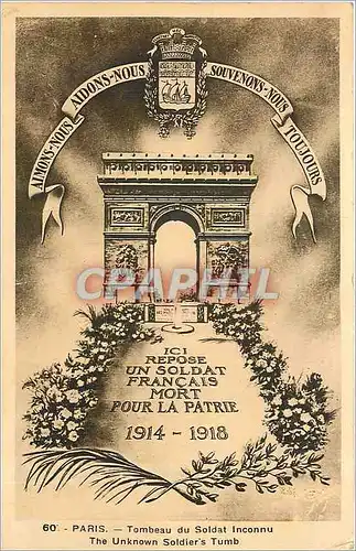 Cartes postales Paris tombeau du Soldat Inconnu