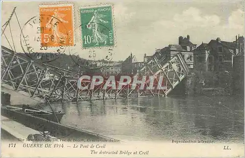 Cartes postales Guerre de 1914 le pont de Creil Militaria