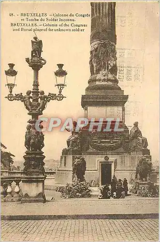 Cartes postales Bruxelles colonne du Congres et tombe du soldat inconnu