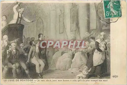 Cartes postales Le Cure de Pontoise je vais dit il jeter mon bonner a celle qui a le plus trompe son mari