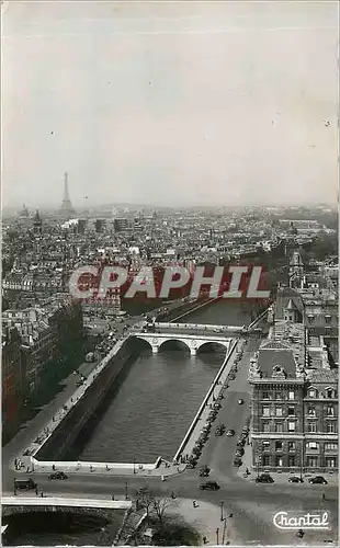 Moderne Karte Paris Panorama vu des Tours de Notre Dame