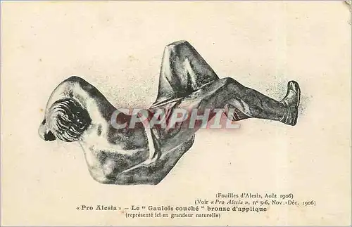 Cartes postales Pro Alesia Le Gaulois couche bronze d'applique