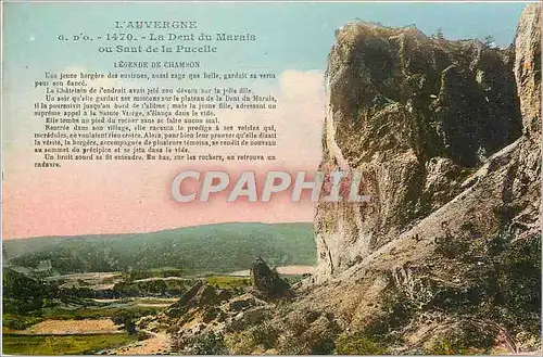 Cartes postales L'Auvergne La Dent du Marais ou Saut de la Pucelle