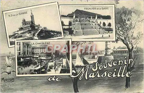 Moderne Karte Souvenir de Marseille ND de la Garde La Canebiere Escalier de la Gare