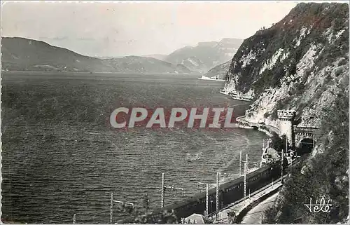 Moderne Karte Lac du Bourget Route de la Corniche et les Tunnels Train