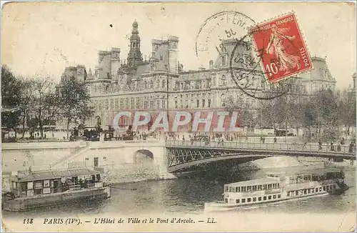 Cartes postales Paris L'Hotel de Ville et le Pont d'Arcole