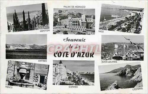 Moderne Karte Souvenir de la Cote d'Azur Menton Monaco Nice Juan les Pins Antibes Vence Cannes L'Esterel