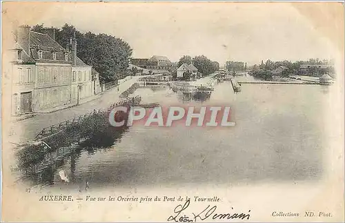 Cartes postales Auxerre Vue sur les Orcieres prise du Pont de la Tournelle Bel affranchissement Timbres Taxe