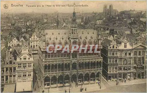 Cartes postales Bruxelles Panorama prise de l'Hotel de Ville vers l'Eglise Sainte Gudule
