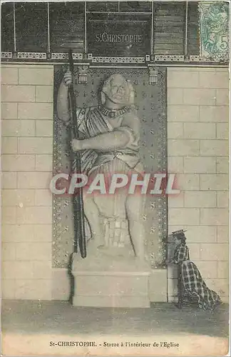 Ansichtskarte AK St Christophe Statue a l'interieur de l'Eglise
