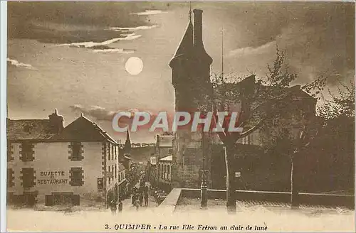 Cartes postales Quimper La rue Elie Freron au clair de lune