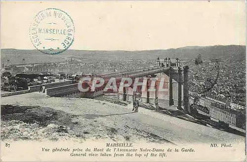 Ansichtskarte AK Marseille Vue generale prise du Haut de l'Ascenseur Notre Dame de la Garde