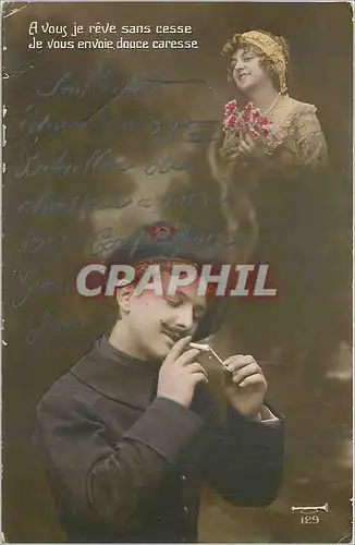 Cartes postales A vous je reve sans cesse Je vous envoie douce caresse Militaria Cigarette Tabac