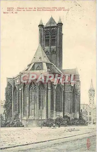 Cartes postales Gand Chevet et tour de Saint Nicolas