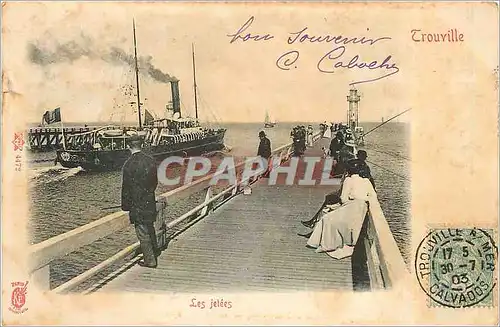 Cartes postales Trouville Les Jetees Bateau Phare