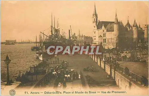 Cartes postales Anvers Debarcadere Place et Musee du Steen Vue du Promenoir Bateau
