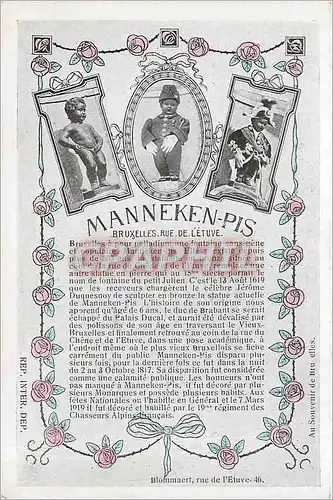 Cartes postales Manneken Pis Bruxelles rue de Letuve