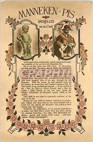 Cartes postales Manneken Pis Bruxelles Rue de Letuve