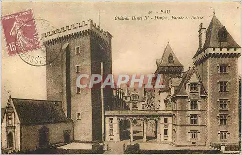 Cartes postales Pau Chateau Henri IV Donjon Facade et Entree