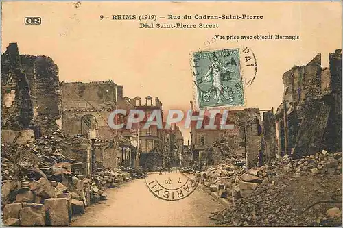 Cartes postales Reims 1919 Rue du Cadran Saint Pierre Militaria