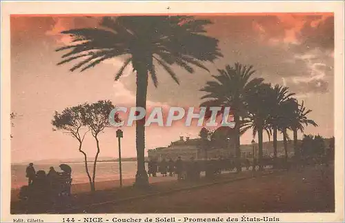 Cartes postales Nice Coucher de Soleil Promenade des Etats Unis