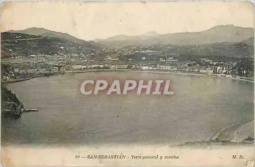 Cartes postales San Sebastian Vista general y concha