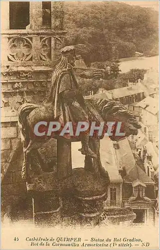 Cartes postales Cathedrale de Quimper - Statue du Roi Gradlon   Roi de la Cornouailles Armoricaine