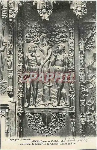 Cartes postales Auch - Cathedrale specimen de boiseries du Ch�ur   Adam et Eve