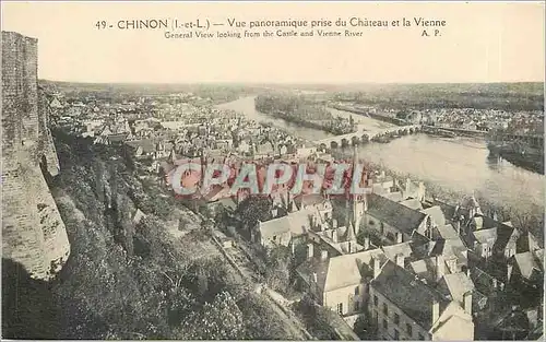 Cartes postales Chinon - Vue Panoramique prise du Ch�teau et la Vienne