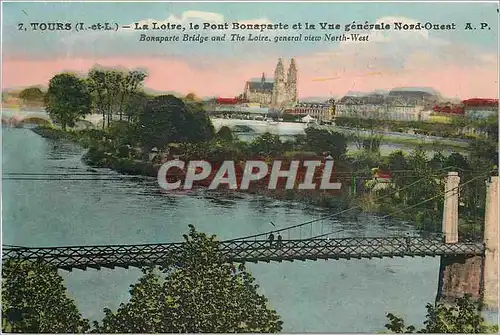 Cartes postales Tours - La Loire  le Pont Bonaparte et la vue generale Nord-Ouest