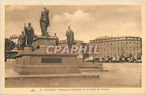 Cartes postales Ajaccio - Monument de Napoleon 1er et Hotel de France