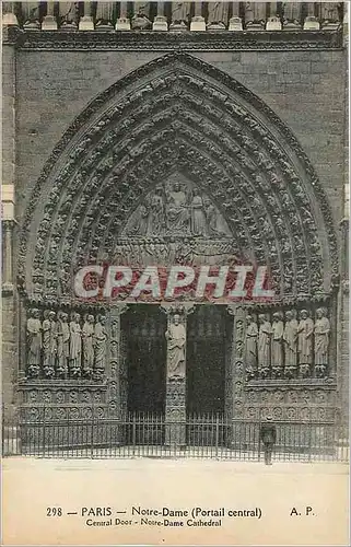 Cartes postales Paris - Notre-Dame Portail Central