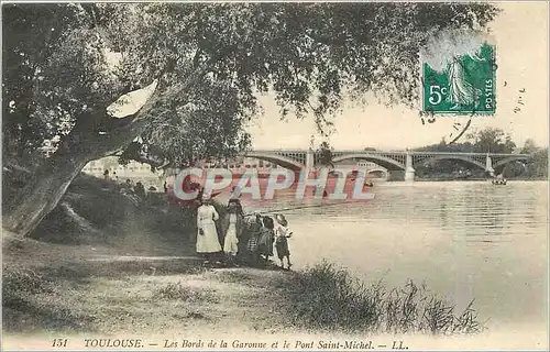 Cartes postales Toulouse - Les Bords de la Garonne et le Pont Saint-Michel Peche Pecheur Enfants