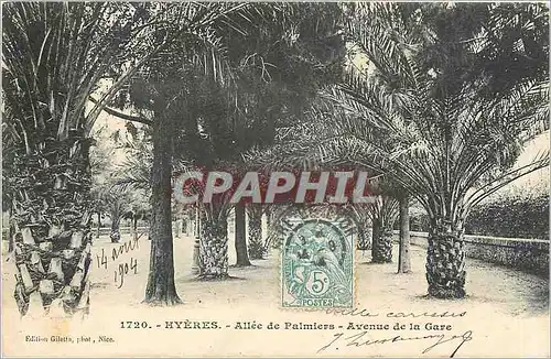 Cartes postales Hyeres - Allee de Palmiers - Avenue de la gare