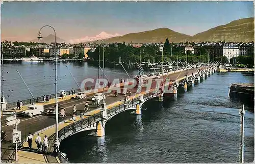 Moderne Karte Geneve  Pont du Mont-Blanc et le Mont-Blanc