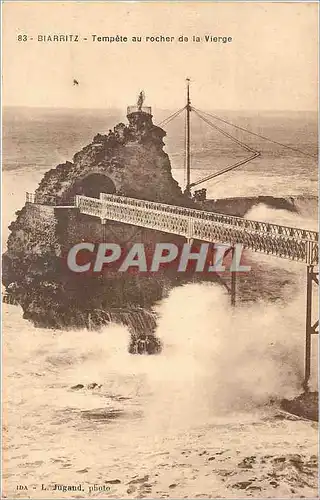 Cartes postales Biarritz - tempete au rocher de la Vierge
