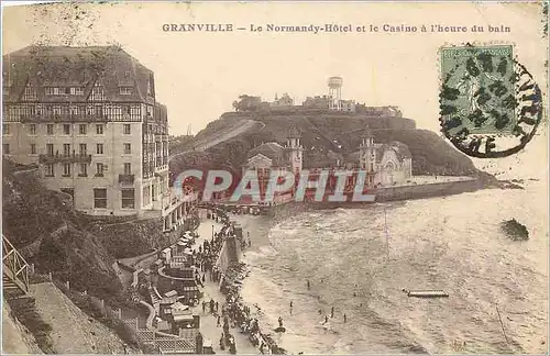 Cartes postales Granville - le Normandy-Hotel et le casino a l'heure du bain