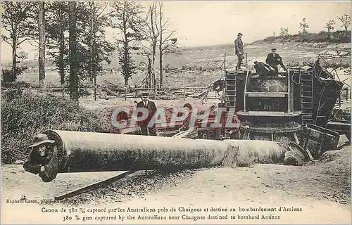 Ansichtskarte AK Canon de 380 mm capture par les Australiens pres de Chuignes et destine au bombardement d'Amiens