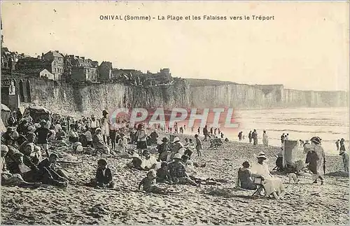 Cartes postales Onival Somme - la plage et les falaises vers le Treport