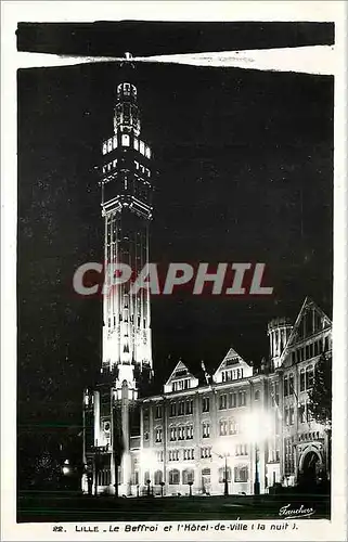 Ansichtskarte AK Lille - le Beffroi et l'hotel de ville la nuit