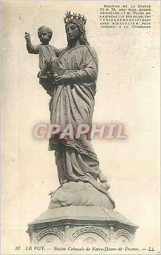 Cartes postales le Puy - Statue colossale de Notre-Dame-de-France