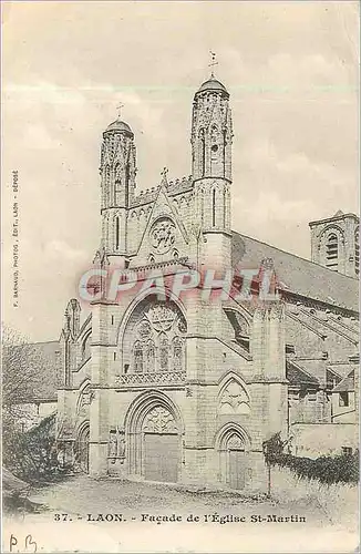 Cartes postales Laon - fa�ade de l'eglise St-Martin