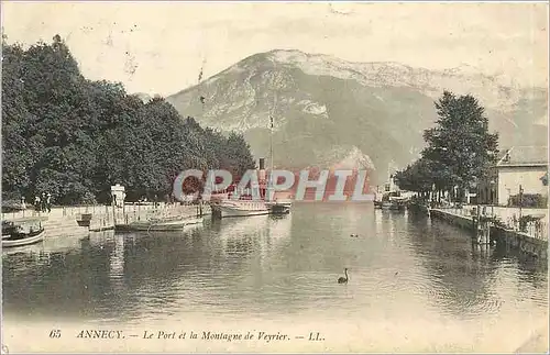 Ansichtskarte AK Annecy - le port et la montagne de Veyrier Bateau