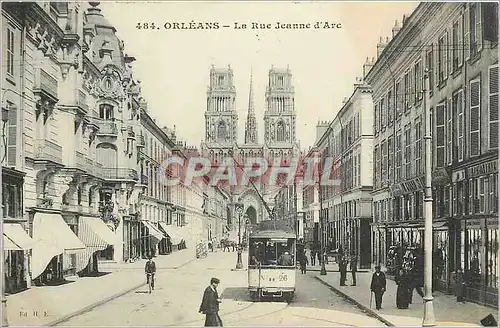 Cartes postales Orleans la rue Jeanne d'Arc Tramway