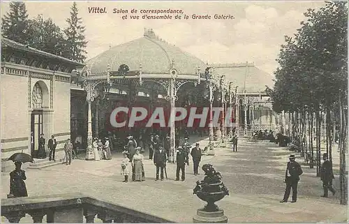 Cartes postales Vittel salon de correspondance et vue d'ensemble de la grande galerie