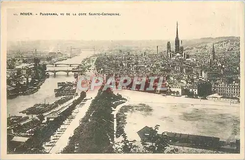 Cartes postales Rouen panorama vu de la cote Sainte-Catherine