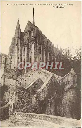 Cartes postales le Mont St-Michel la merveille et remparts du cote Nord