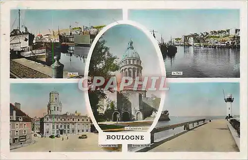 Cartes postales moderne Boulogne  Le port L'hotel de ville Entree du port Phare