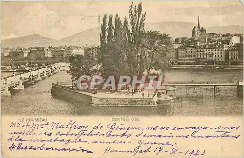 Cartes postales Geneve ile Rousseau