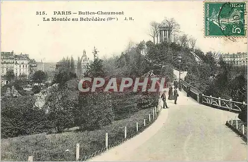 Cartes postales Paris Buttes Chaumont la Montee au Belvedere